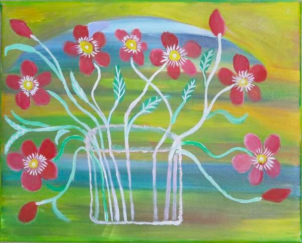 Bush Flowers -painting acrylic on canvas