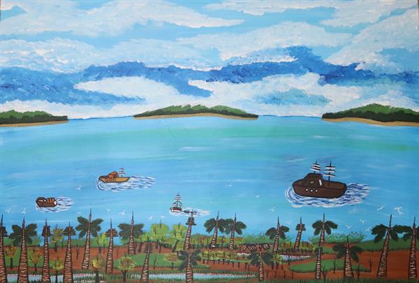Holroyd River Fishing Boats - Acrylic Painting on canvas