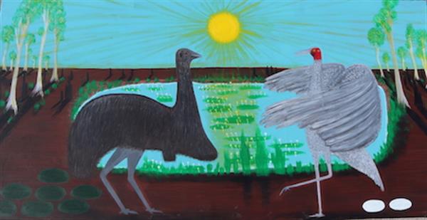 Brolga & Emu Minh Puntil & Minh Nampi - Acrylic painting on linen