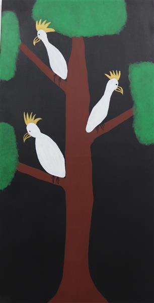 white cockatoos- acrylic painting on canvas