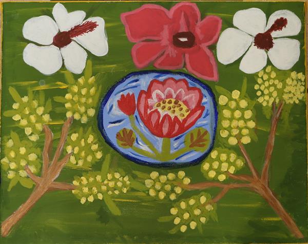 Pormpuraaw Bush Flowers - Painting on Acrylic Canvas