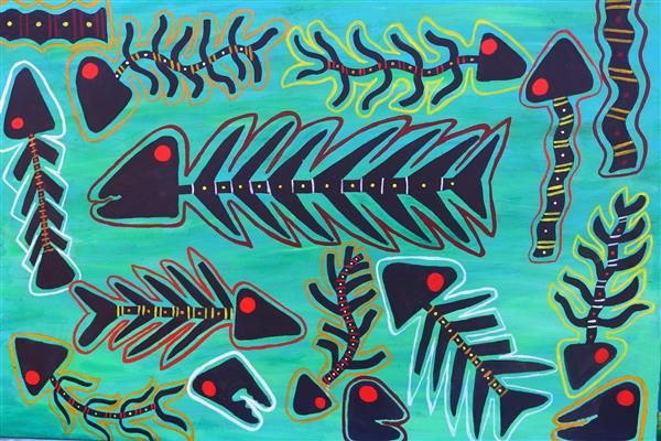 Fish Feast - Acrylic Painting on Canvas