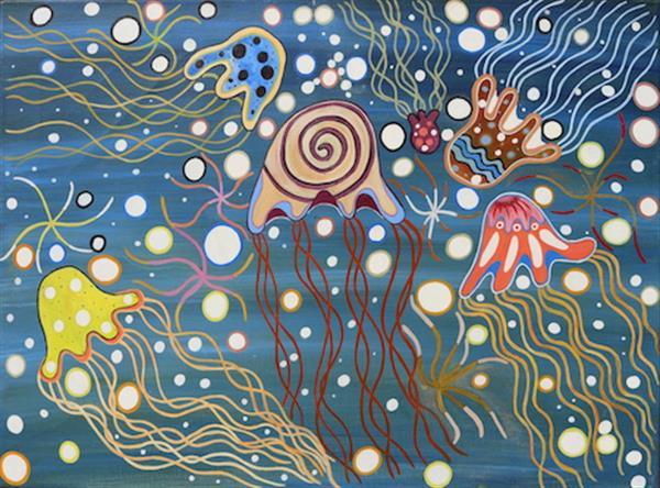 Waii (Jellyfish) Totem - Acrylic on Canvas